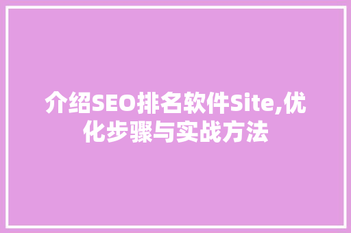介绍SEO排名软件Site,优化步骤与实战方法