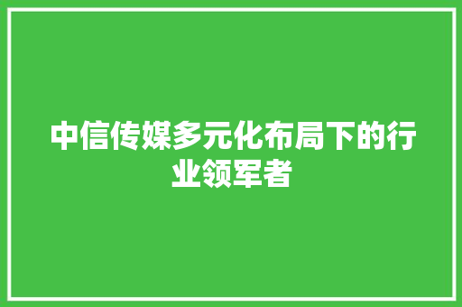 中信传媒多元化布局下的行业领军者