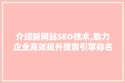 介绍新网站SEO技术,助力企业高效提升搜索引擎排名