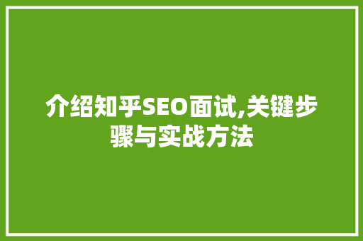 介绍知乎SEO面试,关键步骤与实战方法