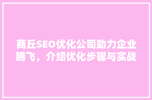 商丘SEO优化公司助力企业腾飞，介绍优化步骤与实战方法  第1张