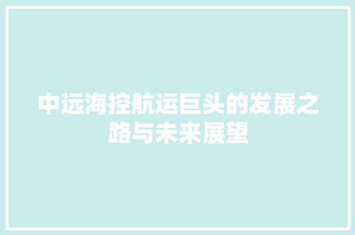 中远海控航运巨头的发展之路与未来展望