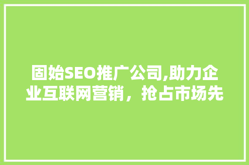 固始SEO推广公司,助力企业互联网营销，抢占市场先机