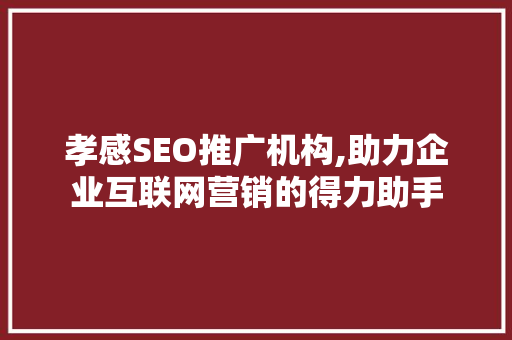 孝感SEO推广机构,助力企业互联网营销的得力助手