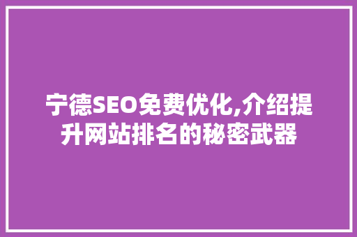 宁德SEO免费优化,介绍提升网站排名的秘密武器