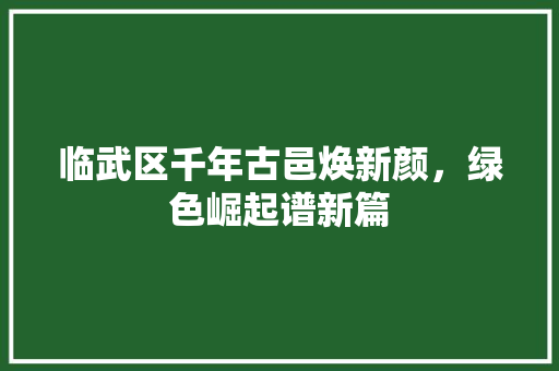 临武区千年古邑焕新颜，绿色崛起谱新篇