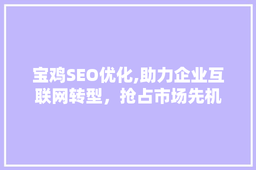 宝鸡SEO优化,助力企业互联网转型，抢占市场先机