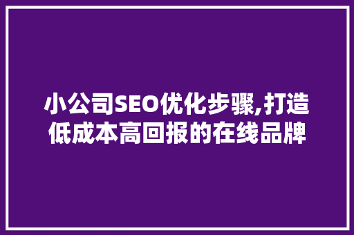 小公司SEO优化步骤,打造低成本高回报的在线品牌