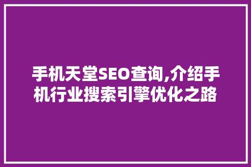 手机天堂SEO查询,介绍手机行业搜索引擎优化之路