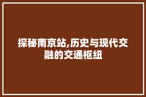 探秘南京站,历史与现代交融的交通枢纽