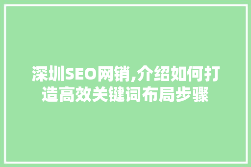 深圳SEO网销,介绍如何打造高效关键词布局步骤