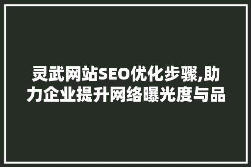 灵武网站SEO优化步骤,助力企业提升网络曝光度与品牌影响力