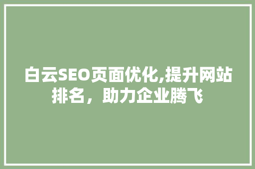 白云SEO页面优化,提升网站排名，助力企业腾飞
