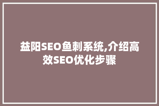 益阳SEO鱼刺系统,介绍高效SEO优化步骤