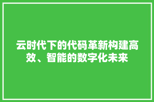云时代下的代码革新构建高效、智能的数字化未来