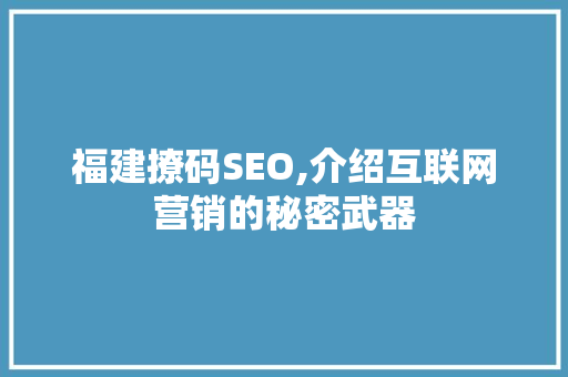 福建撩码SEO,介绍互联网营销的秘密武器
