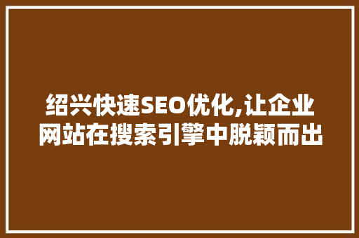 绍兴快速SEO优化,让企业网站在搜索引擎中脱颖而出