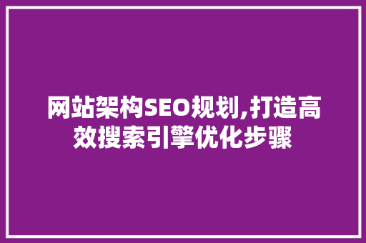 网站架构SEO规划,打造高效搜索引擎优化步骤