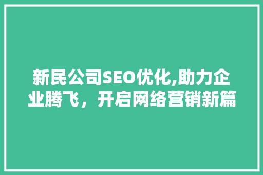 新民公司SEO优化,助力企业腾飞，开启网络营销新篇章