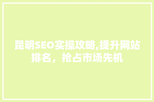 昆明SEO实操攻略,提升网站排名，抢占市场先机