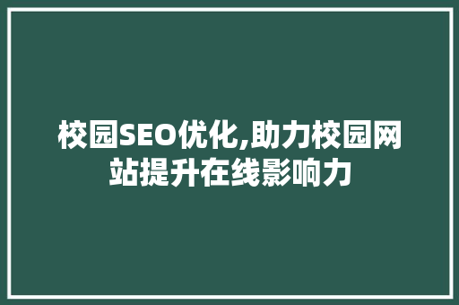 校园SEO优化,助力校园网站提升在线影响力