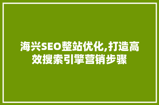 海兴SEO整站优化,打造高效搜索引擎营销步骤