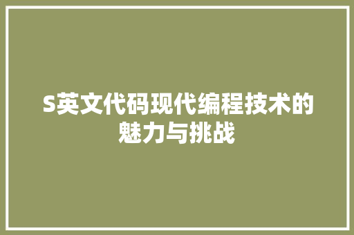 S英文代码现代编程技术的魅力与挑战