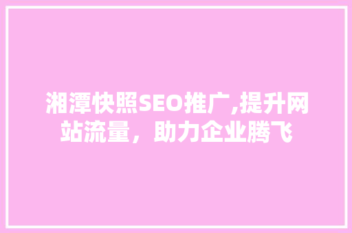 湘潭快照SEO推广,提升网站流量，助力企业腾飞