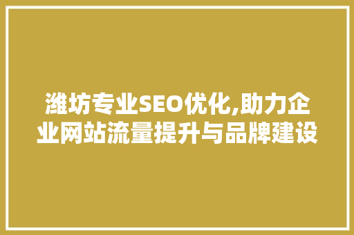 潍坊专业SEO优化,助力企业网站流量提升与品牌建设