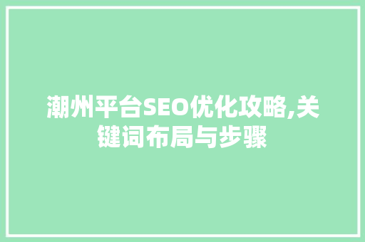 潮州平台SEO优化攻略,关键词布局与步骤