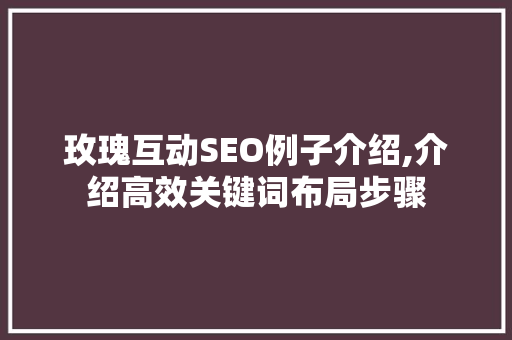 玫瑰互动SEO例子介绍,介绍高效关键词布局步骤