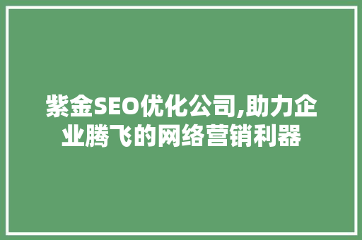 紫金SEO优化公司,助力企业腾飞的网络营销利器