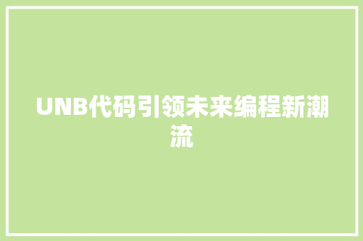 UNB代码引领未来编程新潮流