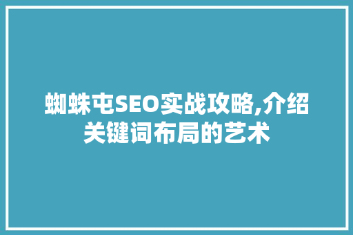 蜘蛛屯SEO实战攻略,介绍关键词布局的艺术