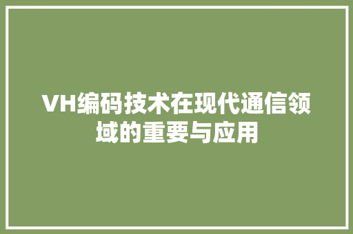 VH编码技术在现代通信领域的重要与应用  第1张