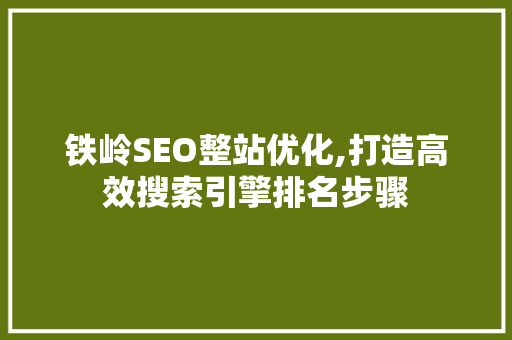 铁岭SEO整站优化,打造高效搜索引擎排名步骤
