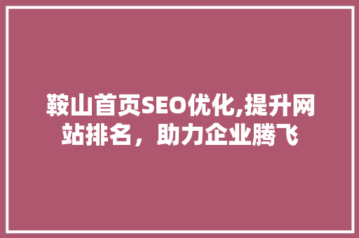 鞍山首页SEO优化,提升网站排名，助力企业腾飞
