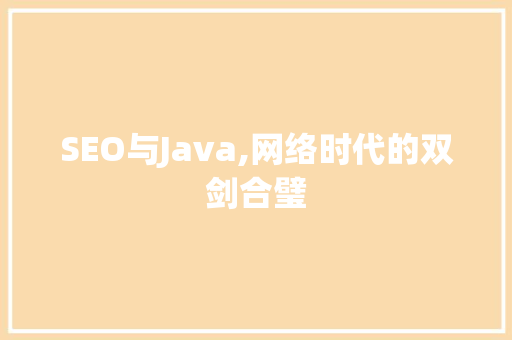 SEO与Java,网络时代的双剑合璧