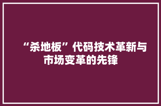 “杀地板”代码技术革新与市场变革的先锋