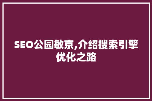 SEO公园敏京,介绍搜索引擎优化之路