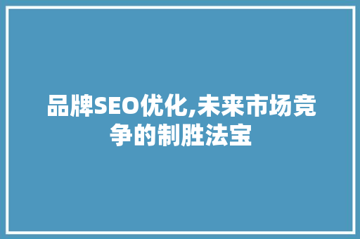 品牌SEO优化,未来市场竞争的制胜法宝
