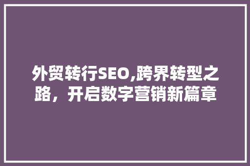 外贸转行SEO,跨界转型之路，开启数字营销新篇章
