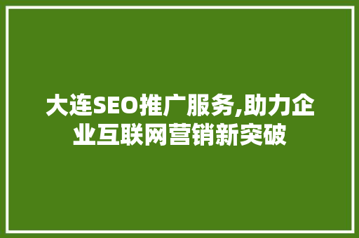 大连SEO推广服务,助力企业互联网营销新突破