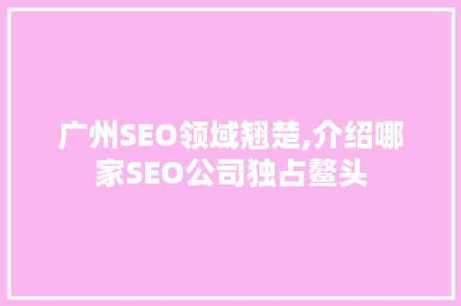广州SEO领域翘楚,介绍哪家SEO公司独占鳌头