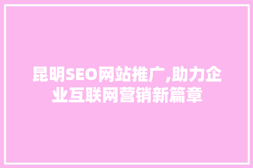 昆明SEO网站推广,助力企业互联网营销新篇章