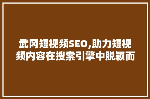 武冈短视频SEO,助力短视频内容在搜索引擎中脱颖而出