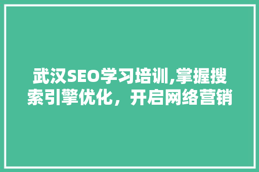 武汉SEO学习培训,掌握搜索引擎优化，开启网络营销新篇章
