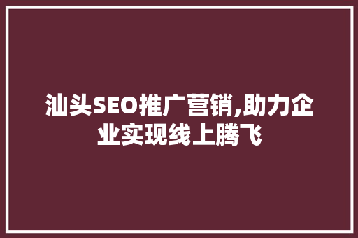 汕头SEO推广营销,助力企业实现线上腾飞