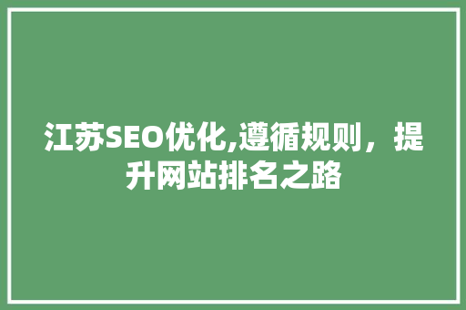 江苏SEO优化,遵循规则，提升网站排名之路