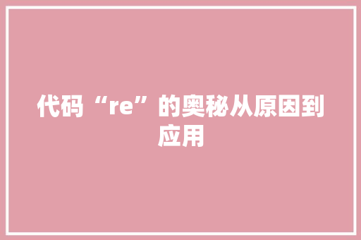 代码“re”的奥秘从原因到应用